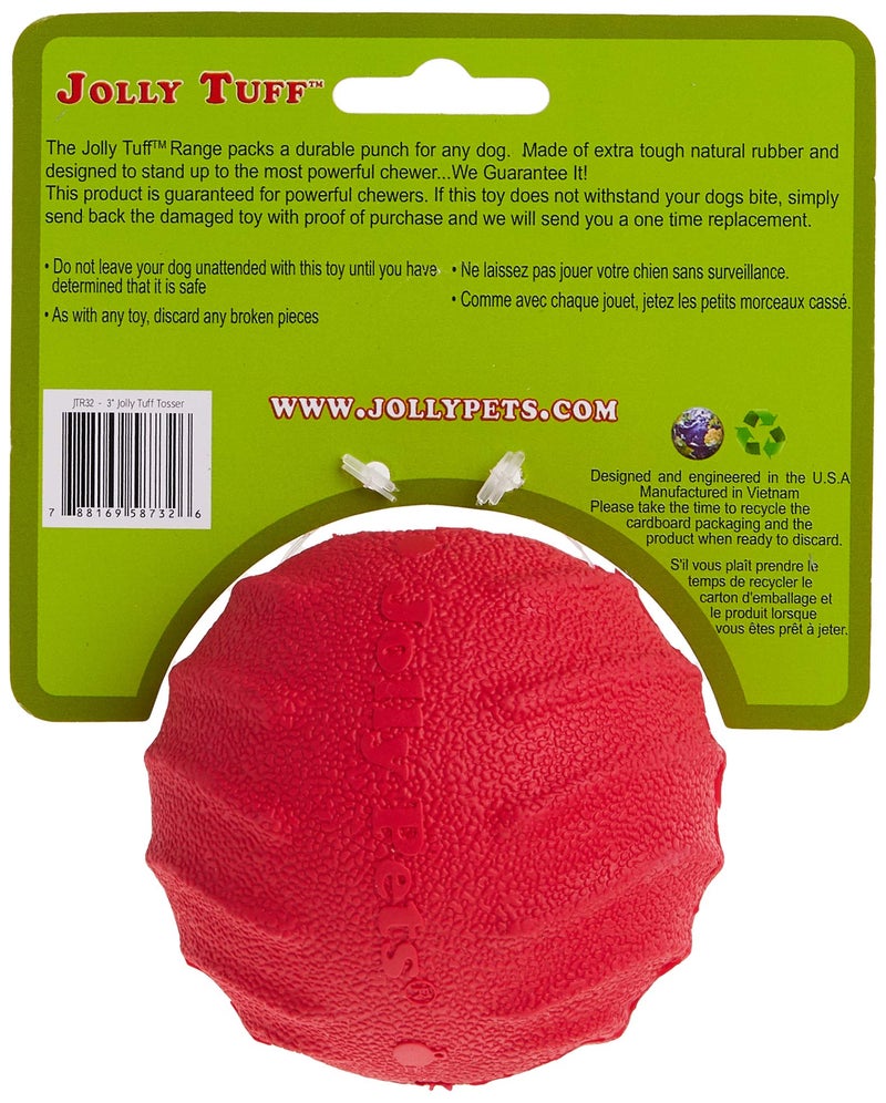 Jolly Pets Tuff Tosser Bouncing Ball Tog Toy/Treat Holder, 3 Inches, Red - Image 4